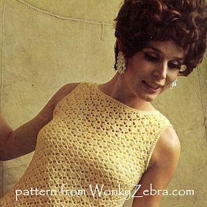 Sleeveless Crochet Dress Vintage Crocheting Pattern PDF 853 from WonkyZebra image 3