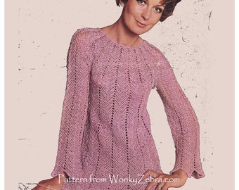 Vintage Crochet Dress in chevron or zigzag stitch Pattern PDF Z1219 from WonkyZebra