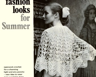 Vintage Festival Wedding Poncho Vintage Crochet Pattern PDF 801 from WonkyZebra