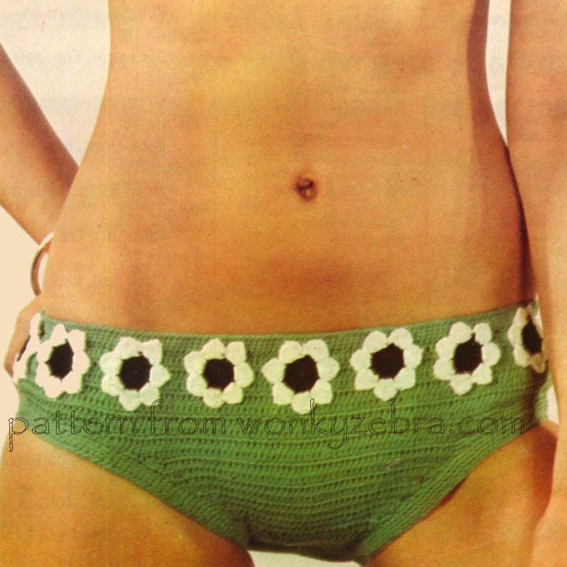 Vintage Crochet Daisy Bikini Pattern PDF 417 from WonkyZebra image 2