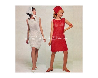 Vintage Crochet Dress and Head KerChief simply crochet Valentine dress Pattern PDF 791 from WonkyZebra