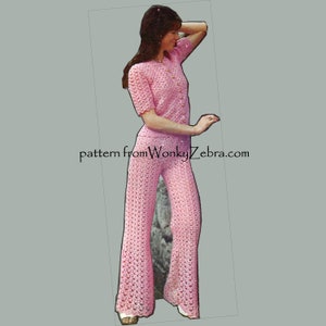 Crochet Pants Pattern Vintage PDF 176 Pantsuit from WonkyZebra