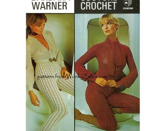 Vintage Crochet Gaucho Trouser Pants Suit Pattern PDF 616 from WonkyZebra