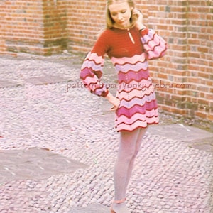 Crochet Dress Pattern Vintage PDF 095 Boho Zigzag Maxi and Mini Dress ...