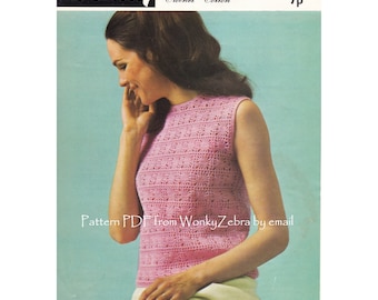 Vintage Crochet Pattern for Lace Shell top PDF Z1344 from WonkyZebra