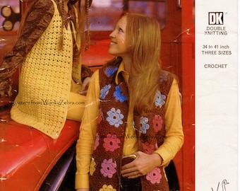 2 Vintage Crochet Waistcoat or Vests Patterns PDF 739 from WonkyZebra