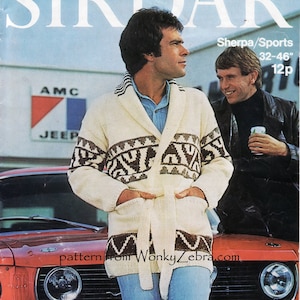 Mans Vintage Jacket Knitting Pattern PDF 724 Starsky Hutch Coat from WonkyZebra