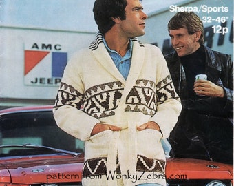 Mans Vintage Jacket Knitting Pattern PDF 724 Starsky Hutch Coat from WonkyZebra