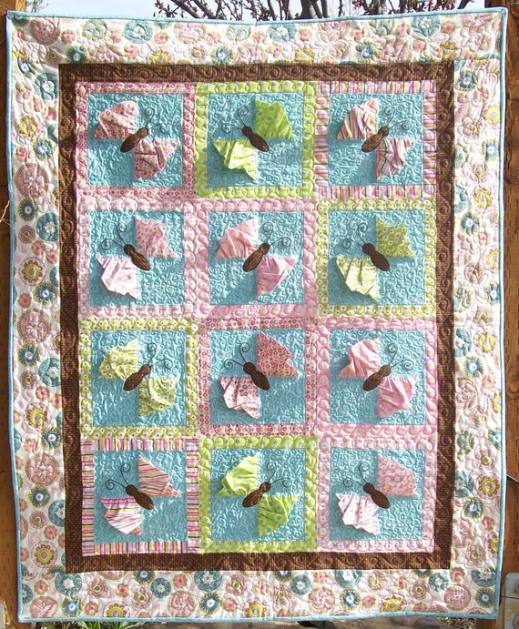 Butterfly Kisses Baby Girl Quilt Pattern with Dimensional Wings