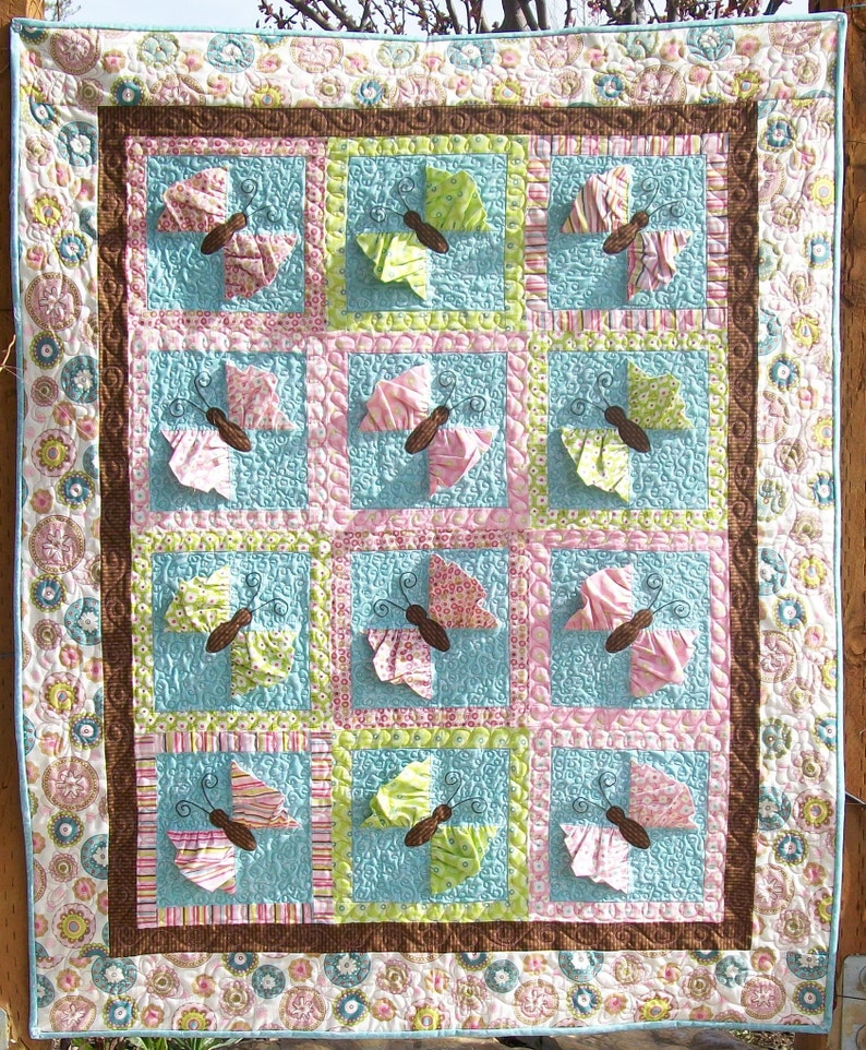 Butterfly Kisses Baby Girl Quilt Pattern With Dimensional Wings Etsy Canada