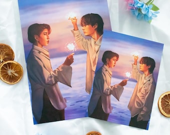 Minsung Lee Know och Han ”Sparklers” Stray Kids konsttryck/affisch, fanart, A5 A4, K-Pop, STAY