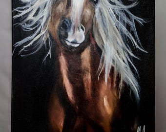 Running Wild Horse, Original Oil Painting, Realism Style, Animals