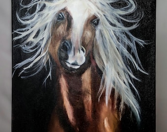 Running Wild Horse, Original Oil Painting, Realism Style, Animals