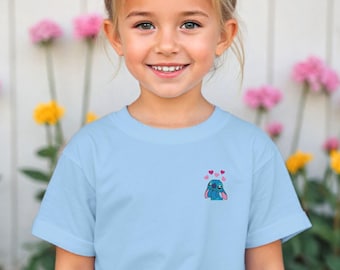 Lovely Disney Stitch Embroidered Toddler Shirt, Cute Stitch Tee, Lilo and Stitch Onesie, Fun Stitch Shirt for Kids, Disneyland Toddler Wear