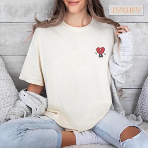 Embroidered Bad Bunny Heart Tee, Latin Music Heart, Bad Bunny Fan Tee, Heart of Bad Bunny, Reggaeton Heart Shirt