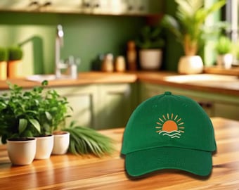 Embroidered Boho Sun Baseball Hat, Aesthetic Sunshine Hat, Sunset Cap, Sun Embroidery Cap, Summer Vibes Shopper Hat, Cute Sunshine Hat