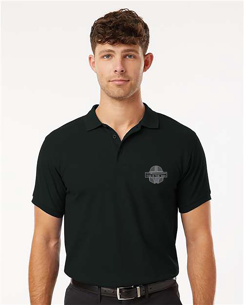 Embroidered This Is The Way Polo Shirt, Mandalorian Embroidery Polo Tee, Star Wars Fan Gift, Galaxy's Edge Polo Shirt, Baby Yoda Shirt