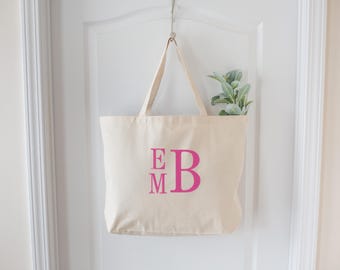 Embroidered Custom Initials Tote Bag, Custom Text Bag, Personalized Tote Bag, Gift for Her