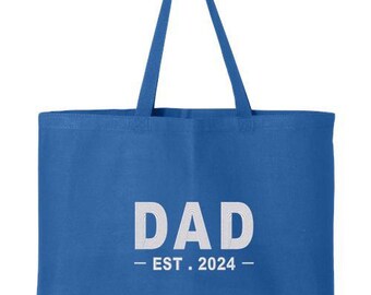 Embroidered Dad Tote Bag, Dad established 2024 Bag, Dad Est 2024 Bag, Dad Announcement Gift Bag, Husband Gift Bag