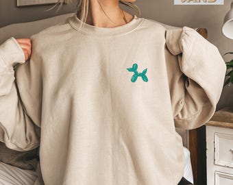 Embroidered Balloon Art Sweatshirt, Needlework Balloon Sweatshirt, Embroidery Balloon Pattern Sweatshirt, Colorful Balloon Embroidery