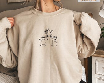 Embroidered Cute Capibara Lover Sweatshirt, Capibara Nature Sweatshirt, Capibara Love Sweatshirt, Dancing Capibara Sweatshirt