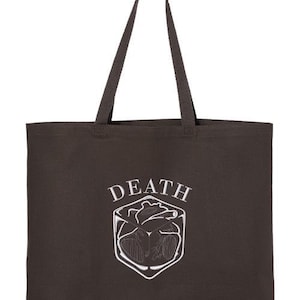 Embroidered Death Heart Tote Bag, Heart Symbol Bag, Dark Heart Art Bag, Gothic Heart Bag