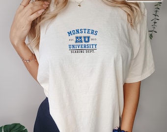 Embroidered Monsters University Tee, Pixar Movie Tee, Monster Inc. Tee, Monsters University Designed Shirt