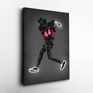 Lienzo de Elly De La Cruz: Impresión estilo neón de los Cincinnati Reds, decoración de pared de la MLB para tu sala de juegos, regalo para fanáticos del béisbol o sala deportiva.