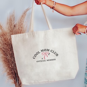 Embroidered Cool mom club Tote Bag, Cool mom Ever Bag, Family women Bag, Mom Mode Bag, Mom Life Style Bag
