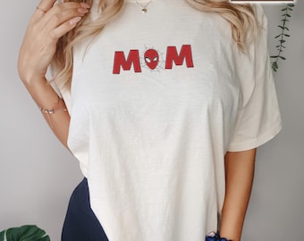 Embroidered Spider Mom Shirt, Spider Hero Tee, Spider Mom T-Shirt, Spiderman Mother's Day Shirt, Mom Shirt, Birthday Gift Mom, New Mom Gift