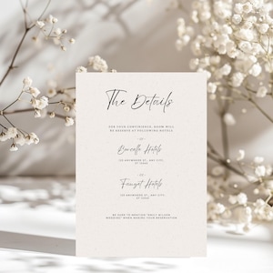 Elegante Hochzeitsdetails Kartenvorlage - Druckbare Unterbringung & Info-Beilage