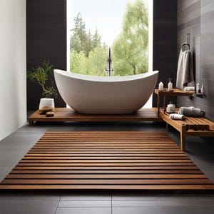 Handmade Waterproof Wood Bath Mat: Non-Slip Spa Bathroom Decor