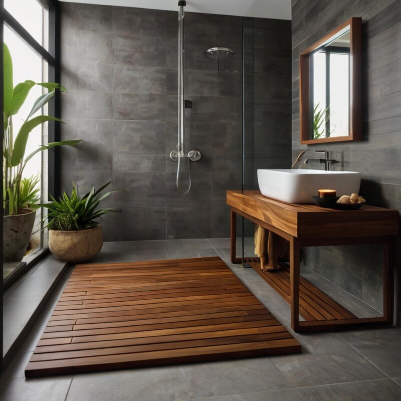 Natural Wooden Bath Mat - Etsy