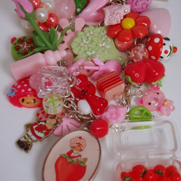 Resereved For Vintageglamgirl Strawberry Shortcake Super Loaded Chunky Charm Necklace