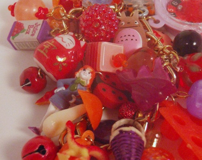 Purple and Its Makings Toy Box Chunky Loaded Charm Bracelet Red Orange