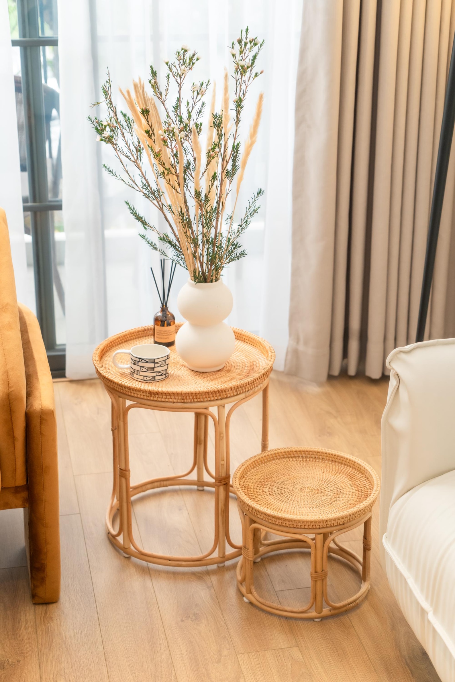 Boho Rattan Table Set – Eco-Friendly, Sustainable Handmade Furniture