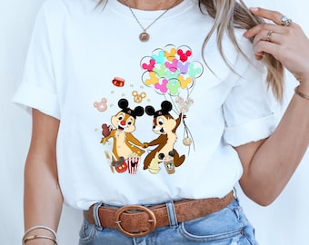 Chip and Dale Disney Snack Family Shirt, Matching Disney Trip Tee, Kids Disney Balloon and Snacks Tee,  Disneyland Baby Tee, Cute Disney Tee