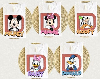 Vintage Matching Disney Characters Shirt, Retro Mickey Minnie Donald Pluto Daisy Tee, Kids Daisy Tee, Baby Minnie Tee, Family Disney Shirt