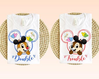Double Trouble Matching Disney Shirt, Chip n Dale Mickey Ears Shirt, Disney Balloon Tee, Chip and Dale Best Friend Shirt, Funny Sibling Tee
