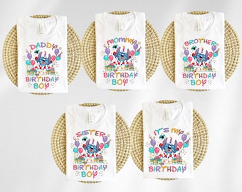 Stitch Birthday Shirt: Matching Family Party Tees, Kids Age Celebration, Disney Bday, Mom Tee