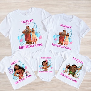 Custom Moana Birthday Shirt: Personalized Family Celebration Tee, Birthday Girl, Disney Princess, Kids Age
