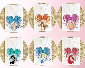 Disney Matching Princess Shirt, Ariel Elsa Belle Cinderella Rapunzel Jasmine Ariel Mulan Snow White Tiana Moana Shirt, Kids Princess Shirt