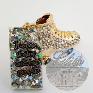 Roller Derby Glitter Keychains