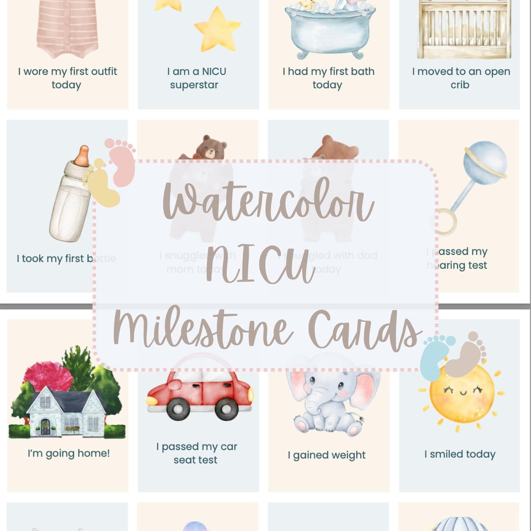 Watercolor NICU Milestone Cards: Preemie Photo Props (digital Download ...