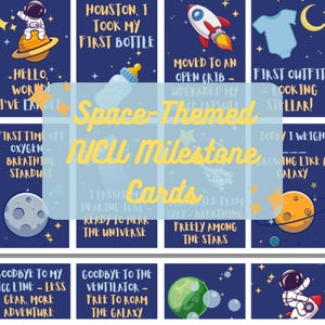 Cartes d'étape importante de l'USIN sur le thème de l'espace – Souvenirs d'étape importants à imprimer pour les prématurés et les bébés, téléchargement numérique instantané
