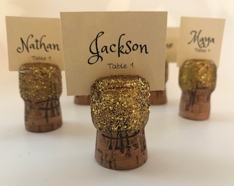 Party 25 Handmade Champagne Cork Place Card Holders for Wedding Wine Event