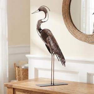 100%手作り＆手描きの金属製サギ像、素朴な鉄製の鶴の彫刻アート