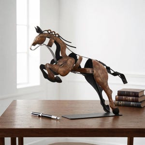 Handmade & Hand-painted Iron Horse Sculpture: 3D Metal Statue Art Desk Decor image 6