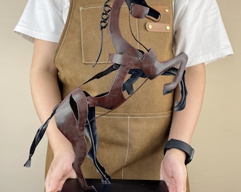 Handmade Metal Horse Sculpture: 3D Hand-Painted Iron Art, 15-Inch