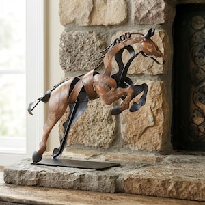 Handmade & Hand-painted Iron Horse Sculpture: 3D Metal Statue Art Desk Decor image 3